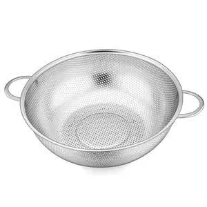 Stainless Steel Colander, 5QT Micro-Perforated Metal Colander Food Strainer with Handles, for Draining Washing Rinsing Steaming, Non Toxic & Dishwasher Safe, Solid Construction & 3 Stable Feet Stainless Steel Colander, 5QT Micro-Perforated Metal Colander Food Strainer with Handles, for Draining Washing Rinsing Steaming, Non Toxic & Dishwasher Safe, Solid Construction & 3 Stable Feet