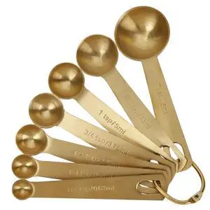 Measuring Spoons,304 Stainless Steel Measuring Cups & Spoon Set of 7 Piece:1Tbsp&1/2Tbsp,1tsp,3/4tsp,1/2tsp,1/4tsp,1/8tsp Teaspoon Coffee Scoop Tablespoon for Dry and Liquid Ingredients,Gold Measuring Spoons,304 Stainless Steel Measuring Cups & Spoon Set of 7 Piece:1Tbsp&1/2Tbsp,1tsp,3/4tsp,1/2tsp,1/4tsp,1/8tsp Teaspoon Coffee Scoop Tablespoon for Dry and Liquid Ingredients,Gold