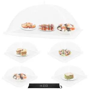 Food Covers, 1 Extra Large (40"X23.7") & 4 (17"X17"), 5 Pack White Mesh Plate Serving Tents, Pop-Up Umbrella Screen Tents, Jumbo Food Net for Outdoor Picnics Parties BBQ, Collapsible Reusable Food Covers, 1 Extra Large (40"X23.7") & 4 (17"X17"), 5 Pack White Mesh Plate Serving Tents, Pop-Up Umbrella Screen Tents, Jumbo Food Net for Outdoor Picnics Parties BBQ, Collapsible Reusable