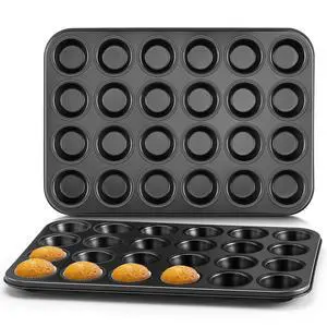 2 Pack Mini Muffin Pan - Nonstick 24-Cup Carbon Steel Cupcake Tin Tray for Little Bites & Freezer Prep | Warp-Free Bakeware Ensures Even Baking & Effortless Release, Regular Size & Oven Safe 2 Pack Mini Muffin Pan - Nonstick 24-Cup Carbon Steel Cupcake Tin Tray for Little Bites & Freezer Prep | Warp-Free Bakeware Ensures Even Baking & Effortless Release, Regular Size & Oven Safe