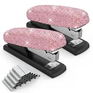 2 Pack Bling Crystal Stapler Sparkly Diamond Stapler for Desk, Handmade Rhinestone Glitter Office Staplers with 2000 Staples, Dazzling Pink Desktop Accessory 2 Pack Bling Crystal Stapler Sparkly Diamond Stapler for Desk, Handmade Rhinestone Glitter Office Staplers with 2000 Staples, Dazzling Pink Desktop Accessory
