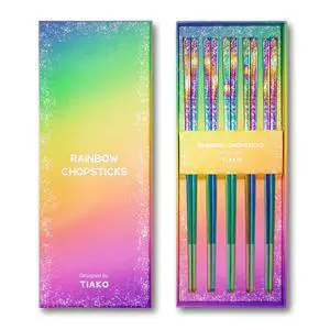 Stainless Steel Rainbow Chopsticks - 5 Pairs Reusable Metal Chopsticks with Non-Slip Tips, Dishwasher Safe, Colorful Utensil Set for Adults, Kids, Asian Cuisine, Sushi, Noodles, Home Kitchen or Gift Stainless Steel Rainbow Chopsticks - 5 Pairs Reusable Metal Chopsticks with Non-Slip Tips, Dishwasher Safe, Colorful Utensil Set for Adults, Kids, Asian Cuisine, Sushi, Noodles, Home Kitchen or Gift