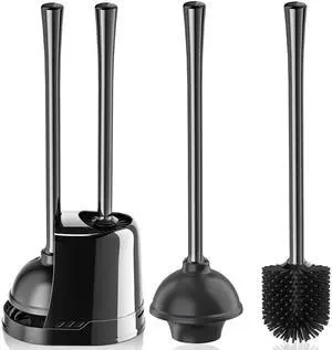 Toilet Plunger and Brush, Silicone Bowl Brush and Heavy Duty Toilet Plunger Set with Ventilated Holder, 2-in-1 Toilet Brush and Plunger Combo for 5.3-inch Toilet Drain Bathroom Cleaning Toilet Plunger and Brush, Silicone Bowl Brush and Heavy Duty Toilet Plunger Set with Ventilated Holder, 2-in-1 Toilet Brush and Plunger Combo for 5.3-inch Toilet Drain Bathroom Cleaning