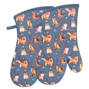 Oven Mitts Gloves 1 Pair Heat Resistant 480 Non Slip Clear Silicone Printed Cat Comfortable Cotton Lining Kitchen Men Cooking Barbecue Machine Washable (Cat, Grey Mitts) Oven Mitts Gloves 1 Pair Heat Resistant 480 Non Slip Clear Silicone Printed Cat Comfortable Cotton Lining Kitchen Men Cooking Barbecue Machine Washable (Cat, Grey Mitts)