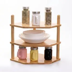 3-Tier Expandable Bamboo Corner Shelf - Dish/Plate Organizer for Cabinet, Kitchen Counter Shelf & Small Kitchen Shelf, Adjustable (Natural, 1-Pc 3.90" H) 3-Tier Expandable Bamboo Corner Shelf - Dish/Plate Organizer for Cabinet, Kitchen Counter Shelf & Small Kitchen Shelf, Adjustable (Natural, 1-Pc 3.90" H)