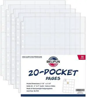 50ct 20-Pocket Coin Pages - Coin Pocket Pages for 2 x 2 Inch Cardboard Coin Holders, 11 Holes for Coin Binder, Coin Collecting Album Protectors, Coin Collection Storage 50ct 20-Pocket Coin Pages - Coin Pocket Pages for 2 x 2 Inch Cardboard Coin Holders, 11 Holes for Coin Binder, Coin Collecting Album Protectors, Coin Collection Storage