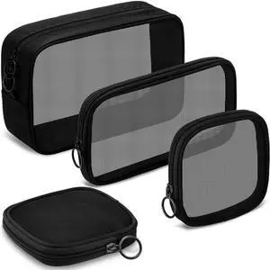 4 Pcs Mesh Makeup Bag Mesh Cosmetic Bag Travel Toiletry Pouch with Zipper Mini Makeup Cosmetic Purse for Daily Accessory (Large&Medium&Small,Black) 4 Pcs Mesh Makeup Bag Mesh Cosmetic Bag Travel Toiletry Pouch with Zipper Mini Makeup Cosmetic Purse for Daily Accessory (Large&Medium&Small,Black)