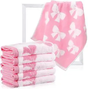 6 Pcs Pink Bow Washcloths 100% Cotton Wash Cloths 13" x 13" Coquette Small Face Towels Absorbent Soft Hand Bath Towels for Bathroom, Spa, Kitchen Drying Cleaning(Cute Style) 6 Pcs Pink Bow Washcloths 100% Cotton Wash Cloths 13" x 13" Coquette Small Face Towels Absorbent Soft Hand Bath Towels for Bathroom, Spa, Kitchen Drying Cleaning(Cute Style)