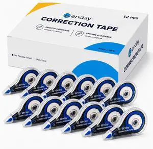 White Out Correction Tape, Jumbo Corrective Tape 32.8 Feet, Plastic Blue Odorless Correction Supplies Eraser Strips Applicator, Pack of 12 White Out Correction Tape, Jumbo Corrective Tape 32.8 Feet, Plastic Blue Odorless Correction Supplies Eraser Strips Applicator, Pack of 12