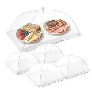 5 Pack Food Covers, 1 Large (40"x24") & 4 Standard (17"x17") Mesh Food Covers for Outdoors, Fly Covers, Pop-Up Collapsible & Reusable Food Tents for Outdoor, Picnics, BBQ, Parties and Camping 5 Pack Food Covers, 1 Large (40"x24") & 4 Standard (17"x17") Mesh Food Covers for Outdoors, Fly Covers, Pop-Up Collapsible & Reusable Food Tents for Outdoor, Picnics, BBQ, Parties and Camping