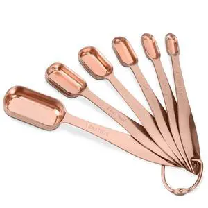 Accurate 18/8 Stainless Steel Measuring Spoons, Heavy Duty Good Handle Set of 6 Measuring Spoon with Ring Connector, Rose Gold Accurate 18/8 Stainless Steel Measuring Spoons, Heavy Duty Good Handle Set of 6 Measuring Spoon with Ring Connector, Rose Gold