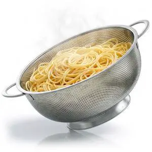 Stainless Steel Strainer Bowl With Handles - 5Qt Rice Washer Strainer Bowl for Grains, Beans, Spaghetti, Veggies, Fruits - Dishwasher Safe & Rust-Resistant Metal Strainers for Kitchen With Fine Holes Stainless Steel Strainer Bowl With Handles - 5Qt Rice Washer Strainer Bowl for Grains, Beans, Spaghetti, Veggies, Fruits - Dishwasher Safe & Rust-Resistant Metal Strainers for Kitchen With Fine Holes