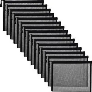 15 Pieces Mesh Bags Pouch Mesh Zipper Pouch Makeup Bags Cosmetic Travel Organizer Zipper Pencil Case for Organizing Office travel Storage(9.5 x 7.1 Inches,Black) 15 Pieces Mesh Bags Pouch Mesh Zipper Pouch Makeup Bags Cosmetic Travel Organizer Zipper Pencil Case for Organizing Office travel Storage(9.5 x 7.1 Inches,Black)
