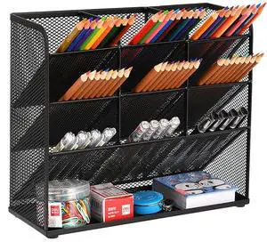 Mesh Desk Organizer, Multi-Functional Pen Holder, Desktop Stationary Organizer, Storage Rack for School Home Office Art Supplies (Mesh Pen Holder) Mesh Desk Organizer, Multi-Functional Pen Holder, Desktop Stationary Organizer, Storage Rack for School Home Office Art Supplies (Mesh Pen Holder)