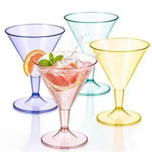 24 Pack Colored Plastic Cocktail Glasses - 6.25oz Disposable Martini Glasses - Plastic Margarita Glasses - Perfect for Wedding & Birthday & Summer Party 24 Pack Colored Plastic Cocktail Glasses - 6.25oz Disposable Martini Glasses - Plastic Margarita Glasses - Perfect for Wedding & Birthday & Summer Party