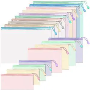 18Pcs Mesh Zipper Pouch Bags, Clear Waterproof Document Bag, Assorted Color File Pockets, Large Capacity Plastic File Jackets, Multipurpose for Travel School Office and Home (Colorful) 18Pcs Mesh Zipper Pouch Bags, Clear Waterproof Document Bag, Assorted Color File Pockets, Large Capacity Plastic File Jackets, Multipurpose for Travel School Office and Home (Colorful)