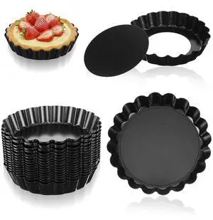 16 Pack Mini Tart Pan 4 Inch with Removable Bottom, Nonstick Round Mini Quiche Pans Mold Heavy Duty Fluted Side for Pies, Mousse Cakes, Dessert Baking 16 Pack Mini Tart Pan 4 Inch with Removable Bottom, Nonstick Round Mini Quiche Pans Mold Heavy Duty Fluted Side for Pies, Mousse Cakes, Dessert Baking