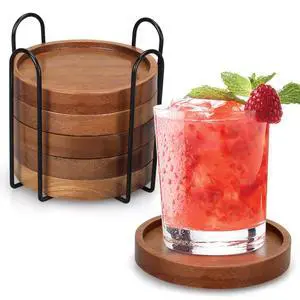 Wooden Coaster Set of 6 Coffee Table Decor Bar Cup Drink Coasters Holder Wooden Coaster Set of 6 Coffee Table Decor Bar Cup Drink Coasters Holder