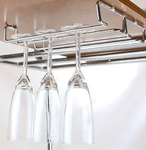 2PK Single Rail Wine Glass Stemware Rack Holder, Chrome 2PK Single Rail Wine Glass Stemware Rack Holder, Chrome