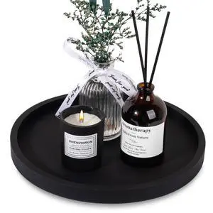 Silicone Bathroom Tray Coffee Table Decor Perfume Organizer, 9" Black Silicone Bathroom Tray Coffee Table Decor Perfume Organizer, 9" Black