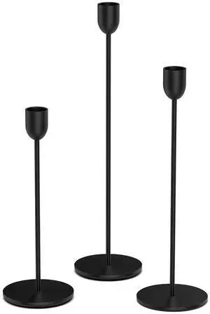 Black Tall Candle Candlestick Holder, 3PCS Taper Pillar Candle Sticks Stand Holders Decor, Centerpiece Dining Table Wedding Festive Fireplace Mantle Vintage Room Decorations, Housewarming Gift Black Tall Candle Candlestick Holder, 3PCS Taper Pillar Candle Sticks Stand Holders Decor, Centerpiece Dining Table Wedding Festive Fireplace Mantle Vintage Room Decorations, Housewarming Gift