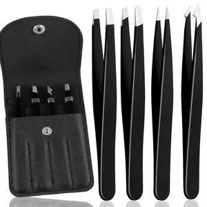 4Pcs Eyebrow Tweezers Set,Tweezers for Women Facial Hair Professional Stainless Steel Tweezers Precision Tweezers Set,Suitable for Removing Inward Growing Hair Eyebrows and Facial Hair(black) 4Pcs Eyebrow Tweezers Set,Tweezers for Women Facial Hair Professional Stainless Steel Tweezers Precision Tweezers Set,Suitable for Removing Inward Growing Hair Eyebrows and Facial Hair(black)