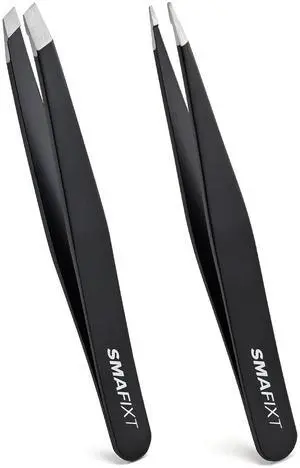 Eyebrow Tweezers Set, Stainless Steel Slant and Point Tweezers Eyebrow Tweezers Set, Stainless Steel Slant and Point Tweezers