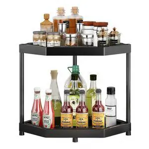 Kitchen Corner Shelf Countertop 2 Tier Bathroom Counter Organizer Cabinet Corner Storage Shelf Spice Rack Makeup Organizer Under Sink Organizer Black Kitchen Corner Shelf Countertop 2 Tier Bathroom Counter Organizer Cabinet Corner Storage Shelf Spice Rack Makeup Organizer Under Sink Organizer Black