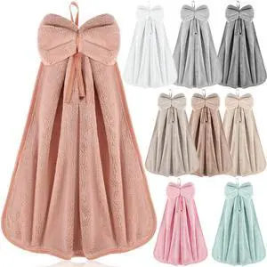 9 Pcs Bow Hand Towels with Hanging Loop Absorbent Soft Coral Fleece Microfiber Hanging Kitchen Towels for Bathroom and Quick Drying, 9 Colors 9 Pcs Bow Hand Towels with Hanging Loop Absorbent Soft Coral Fleece Microfiber Hanging Kitchen Towels for Bathroom and Quick Drying, 9 Colors