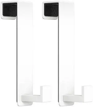 Heavy Duty Over The Door Hooks, Easy Install Door Holder for Coats, Stainless Steel Hanger Hook for Bedroom, Office, Towel (White, L Shape 2 Pack, Fits 1-3/4'' Thick) Heavy Duty Over The Door Hooks, Easy Install Door Holder for Coats, Stainless Steel Hanger Hook for Bedroom, Office, Towel (White, L Shape 2 Pack, Fits 1-3/4'' Thick)