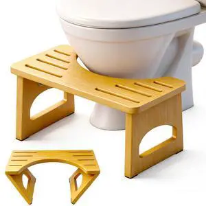 Foldable Toilet Stool, 7 Inch Poop Stool for Bathroom, Bamboo Toilet Stool Squat Adult, Collapsible Squatting Potty Stool with Non-Slip Strip - Improve Squatting Posture and Comfort, Wood Foldable Toilet Stool, 7 Inch Poop Stool for Bathroom, Bamboo Toilet Stool Squat Adult, Collapsible Squatting Potty Stool with Non-Slip Strip - Improve Squatting Posture and Comfort, Wood