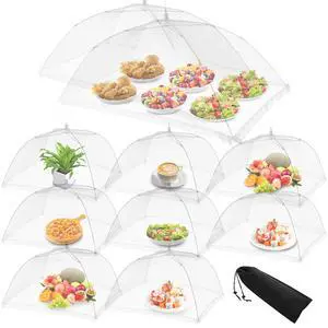 Food Covers for Outside - 10 Pack Upgraded 2 Extra Large (40"x24") & 8 Large (17"x17"), Mesh Food Covers for Outdoors,Picnic Food Covers for Outdoors Mesh, Collapsible and Reusable Food Covers for Outside - 10 Pack Upgraded 2 Extra Large (40"x24") & 8 Large (17"x17"), Mesh Food Covers for Outdoors,Picnic Food Covers for Outdoors Mesh, Collapsible and Reusable