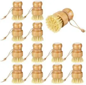 12 Pack Bamboo Dish Scrub Brushes Kitchen Dishwashing Scrubber Vegetable Brush with Hanging Rope Wooden Natural Sisal Bristles Cleaning Brush for Iron Pot Pan Sink 12 Pack Bamboo Dish Scrub Brushes Kitchen Dishwashing Scrubber Vegetable Brush with Hanging Rope Wooden Natural Sisal Bristles Cleaning Brush for Iron Pot Pan Sink