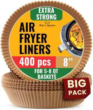 400Pcs Air Fryer Liners Disposable Round, Non-Stick and Oil Proof for Easy Cleanup, Ninja Airfryer Liners Great for Oven, Pans & Baking 8 Inch for 5-8 qt Basket by Baker's Signature 400Pcs Air Fryer Liners Disposable Round, Non-Stick and Oil Proof for Easy Cleanup, Ninja Airfryer Liners Great for Oven, Pans & Baking 8 Inch for 5-8 qt Basket by Baker's Signature