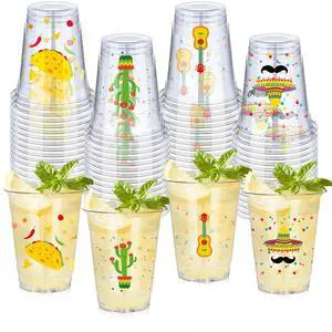 50 Pcs 12 oz Fiesta Cup Plastic Mexican Cup Clear Disposable Margarita Glasses Cinco De Mayo Party Decorations for Taco Bout Bar Night Tequila Birthday Party Drinkware Supplies, 4 Style 50 Pcs 12 oz Fiesta Cup Plastic Mexican Cup Clear Disposable Margarita Glasses Cinco De Mayo Party Decorations for Taco Bout Bar Night Tequila Birthday Party Drinkware Supplies, 4 Style