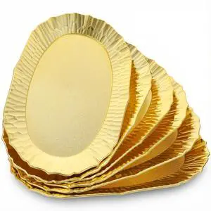 6 Pack Plastic Serving Tray Set, Gold Rectangular Serving Platters 14"x8.5", Reusable Food Display Trays, Decorative Appetizer Platters for Party Dessert Table Cupcake Charcuterie Cookies 6 Pack Plastic Serving Tray Set, Gold Rectangular Serving Platters 14"x8.5", Reusable Food Display Trays, Decorative Appetizer Platters for Party Dessert Table Cupcake Charcuterie Cookies