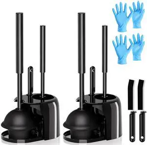 2 Pack 4 in 1 Toilet Brush and Plunger Set with Crevice Cleaning Brush, Toilet Plunger and Brush Set with Extra Long Handle, Plungers for Bathroom Accessories, Toilet Plunger with Holder, Dark Black 2 Pack 4 in 1 Toilet Brush and Plunger Set with Crevice Cleaning Brush, Toilet Plunger and Brush Set with Extra Long Handle, Plungers for Bathroom Accessories, Toilet Plunger with Holder, Dark Black