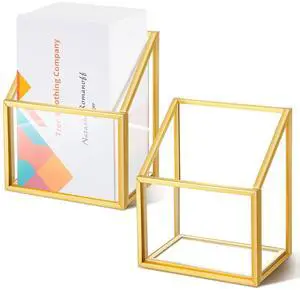 2 Pcs Vertical Business Card Holder Gold Glass Sticker Display Stand for Desk Name Card Organizer Storage for Office Meeting Desk Countertop 2 Pcs Vertical Business Card Holder Gold Glass Sticker Display Stand for Desk Name Card Organizer Storage for Office Meeting Desk Countertop