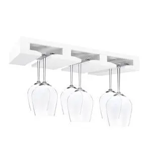 Bamboo Wine Glass Rack, White, 3 to 9 capacities, Under Cabinet Mounted Bamboo Wine Glass Rack, White, 3 to 9 capacities, Under Cabinet Mounted