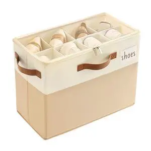 Shoe Organizer Box for Closet, Small Fabric Shoe Storage Bin with Adjustable Dividers & Clear Cover, Saving Space Sneakers & Sandals Containers for Entryway, Cubby Shoe Organizer Box for Closet, Small Fabric Shoe Storage Bin with Adjustable Dividers & Clear Cover, Saving Space Sneakers & Sandals Containers for Entryway, Cubby