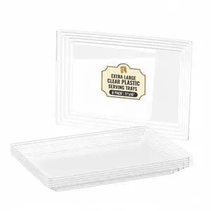 6 Pack Extra Large Plastic Serving Trays for Party - 16 x 11 Clear Plastic Tray - Heavy Duty Trays for Food - Rectangular Party Serving Trays and Platters (Clear) 6 Pack Extra Large Plastic Serving Trays for Party - 16 x 11 Clear Plastic Tray - Heavy Duty Trays for Food - Rectangular Party Serving Trays and Platters (Clear)