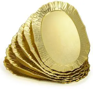 6 Pack Plastic Serving Tray, Gold Serving Platter Set, Reusable Party Snack Serving Tray, Decorative Food Appetizer Platters for Dessert Table, Cupcake, Charcuterie, Cookies, 14" x 8.5" 6 Pack Plastic Serving Tray, Gold Serving Platter Set, Reusable Party Snack Serving Tray, Decorative Food Appetizer Platters for Dessert Table, Cupcake, Charcuterie, Cookies, 14" x 8.5"