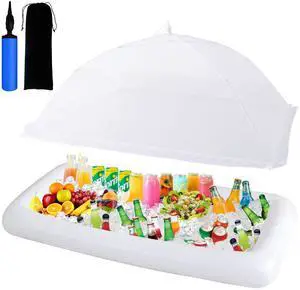 Inflatable Serving Bar & Mesh Food Covers Set, Party Supplies for Picnics Pool Bar Outside Include 1Pcs 53"*25" Inflatable Serving Bar Buffet Cooler, 1Pcs 40"*24" Food Tents Inflatable Serving Bar & Mesh Food Covers Set, Party Supplies for Picnics Pool Bar Outside Include 1Pcs 53"*25" Inflatable Serving Bar Buffet Cooler, 1Pcs 40"*24" Food Tents