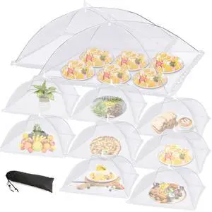 10 PACK Mesh Food Covers for Outside, Food Covers Outdoors Pop-up Food Tents 2 Extra Large (40"x24") & 8 Large (17"x17") for Picnic, Camping Supplies 10 PACK Mesh Food Covers for Outside, Food Covers Outdoors Pop-up Food Tents 2 Extra Large (40"x24") & 8 Large (17"x17") for Picnic, Camping Supplies