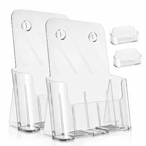 Acrylic Brochure Holder 8.5 x 11 inches, 2 Pack Clear Brochure Display Stand with Removable Divider for Trifold 4 Inches Wide Pamphlet, Plastic Flyer Holder for Magazine, Literature, Booklet Acrylic Brochure Holder 8.5 x 11 inches, 2 Pack Clear Brochure Display Stand with Removable Divider for Trifold 4 Inches Wide Pamphlet, Plastic Flyer Holder for Magazine, Literature, Booklet