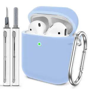 for AirPods 1/2 Case Cover, Come with Cleaner Kit, Soft Silicone Protective Cover with Buckle, Compatible with AirPods 2nd 1st Generation Charging Case, Front LED Visible, Sky Blue for AirPods 1/2 Case Cover, Come with Cleaner Kit, Soft Silicone Protective Cover with Buckle, Compatible with AirPods 2nd 1st Generation Charging Case, Front LED Visible, Sky Blue