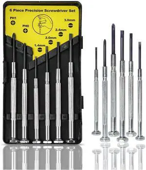 6PCS Mini Screwdriver Set, Small Professional Repair Tool Kit with 6 Different Size Flathead and Phillips Screwdrivers, Precision Screwdriver Sets for Jewelry, Watch, iPhone, Eyeglass Repair 6PCS Mini Screwdriver Set, Small Professional Repair Tool Kit with 6 Different Size Flathead and Phillips Screwdrivers, Precision Screwdriver Sets for Jewelry, Watch, iPhone, Eyeglass Repair