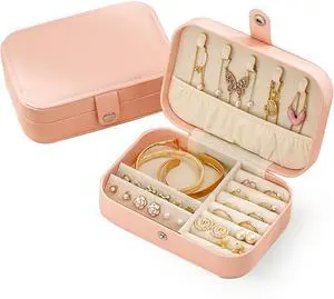 Travel Jewelry Box,Jewelry Travel Case, Small Jewelry Box,2 Layer Travel Jewlery Case, PU Leather Mini Portable Jewerly Storage Display Holder for Earrings, Ring, Necklaces, Bracelets (Pink) Travel Jewelry Box,Jewelry Travel Case, Small Jewelry Box,2 Layer Travel Jewlery Case, PU Leather Mini Portable Jewerly Storage Display Holder for Earrings, Ring, Necklaces, Bracelets (Pink)