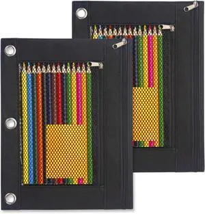 Pencil Pouch for 3 Ring Binder, 2 Pack Fabric Binder Pouch with 2 Pockets, Pencil Bags with Zipper and Reinforced Grommets, Pencil Cases for Binder Pencil Pouch for 3 Ring Binder, 2 Pack Fabric Binder Pouch with 2 Pockets, Pencil Bags with Zipper and Reinforced Grommets, Pencil Cases for Binder