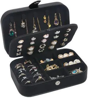 Travel Jewelry Box,Upgraded Travel Jewelry Case,Portable Jewelry Boxes for Women,PU Leather Jewelry Box,Travel Jewelry Organizer for Necklaces,Rings,Earrings,Bracelets,Black Travel Jewelry Box,Upgraded Travel Jewelry Case,Portable Jewelry Boxes for Women,PU Leather Jewelry Box,Travel Jewelry Organizer for Necklaces,Rings,Earrings,Bracelets,Black
